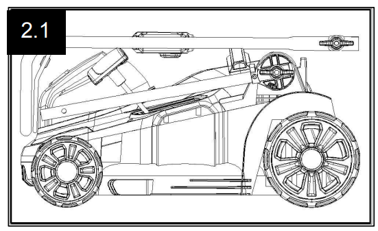 HENX A40GC14B01 40 Volt Cordless Lawn Mower - HEIGHT OF HANDLE