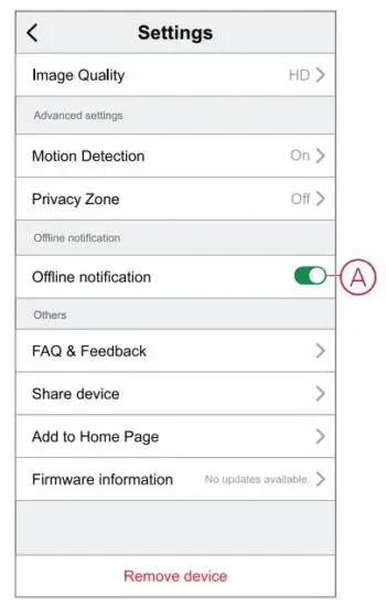 FIG 11 Setting offline notification