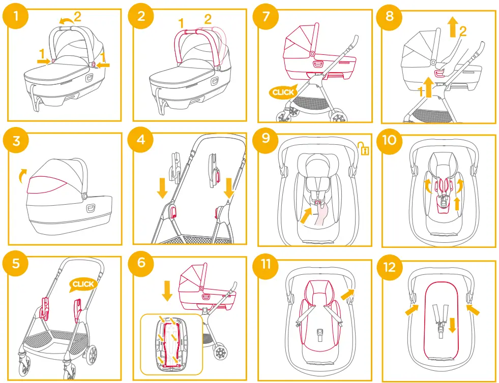 Joie signature Calmi on Pram Mode 180 Degree Lie Flat Car Cot - Description