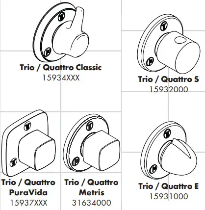 hansgrohe 15934XXX Trio Quattro Classic Diverter Valve Finish Set Chrome -