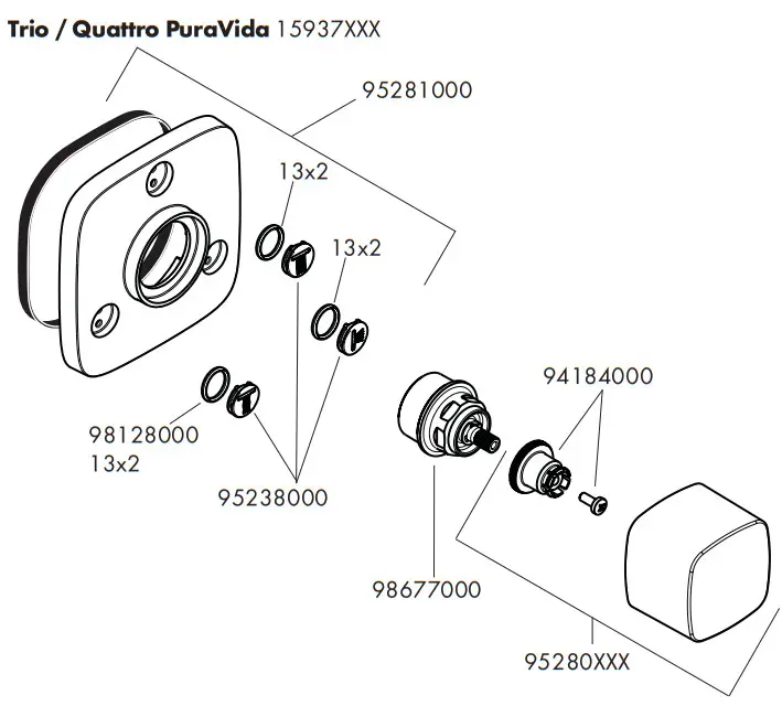 hansgrohe 15934XXX Trio Quattro Classic Diverter Valve Finish Set Chrome - fig 4