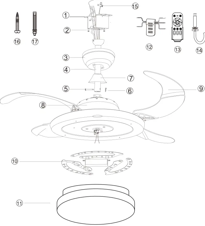 ella Depot DC4263-C Retractable Ceiling Fan-fig2