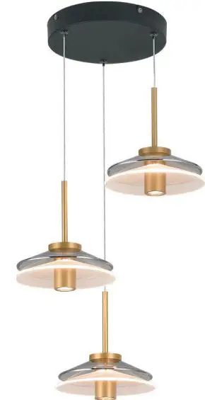 VONN VAP2313BL 16 Inch Black-Gold Pendant Ceiling Light-PRODUCT