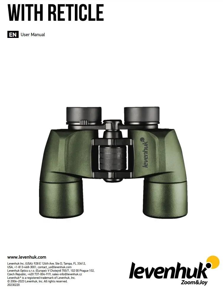 levenhuk 8x40 Army Binoculars with Reticle User Manual