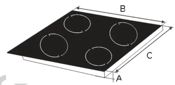 Balculina EHC-360E H Built In Oven and Hob User Manual - Dimensions of the hob