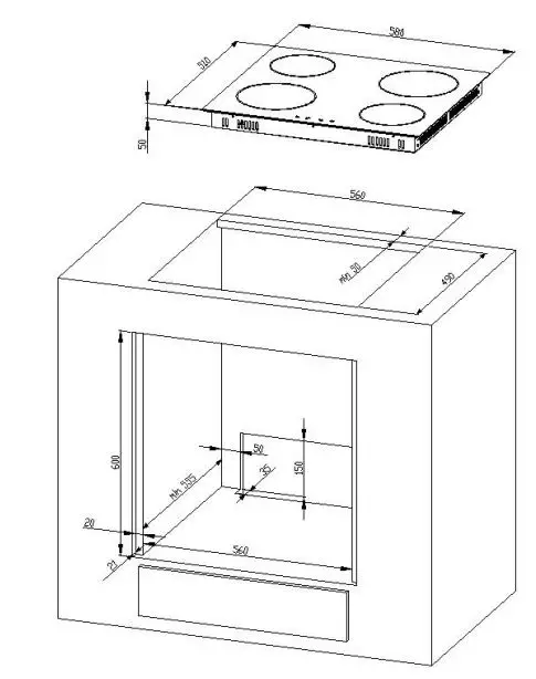 Balculina EHC-360E H Built In Oven and Hob User Manual - Dimensions of the installation opening Fig 2