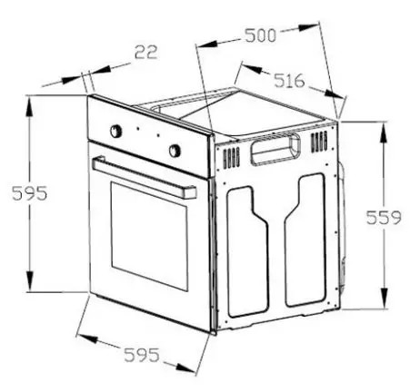 Balculina EHC-360E H Built In Oven and Hob User Manual - Dimensions of the oven (fig. 1)