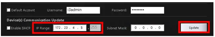 i3 INTERNATIONAL M71 5MP H.265 Edge Ai Dome Camera User Manual - Enter the new IP address and Subnet Mask under Device