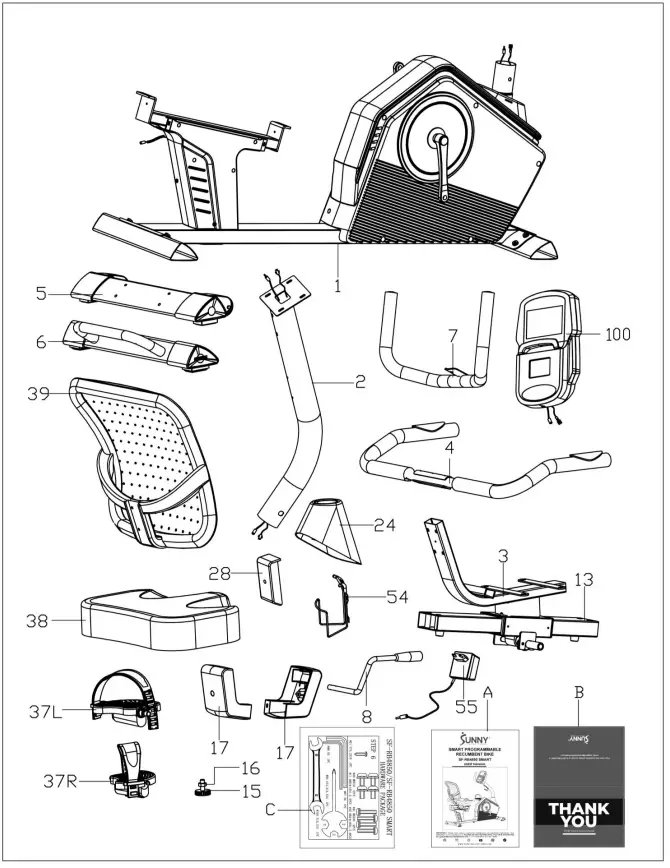 SUNNY HEALTH FITNESS SF-RB4850 Smart Recumbent Bike-FIG1