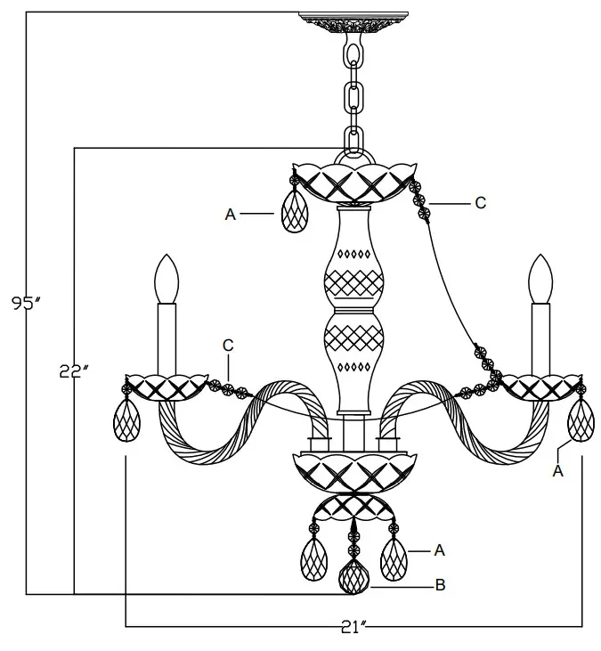 CRYSTORAMA 5085-PB-CL-MWP Traditional Crystal 5 Light Clear Crystal Chandelier