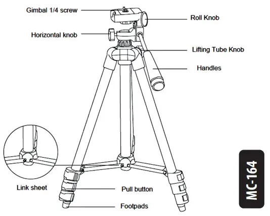 MacLean MC 164 Tripod Stand with Adjustable Height - Fig