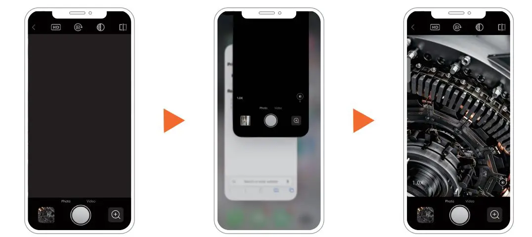 FOXOLA W300-B Intelligent Visual WiFi Industrial Endoscope - Image has a black screen（Insufficient phone memory）