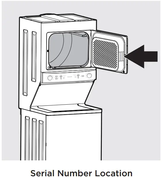 FRIGIDAIRE A11271208 Electric Long Vent Stacked Laundry - Number Location