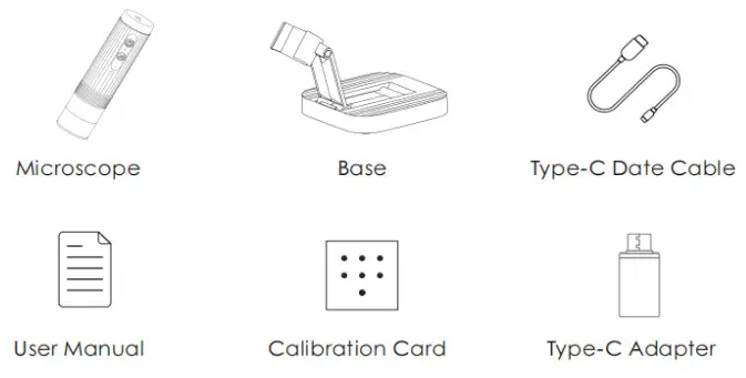 KMDES WTM W1 B USB Digital Electron Microscope - Packing List