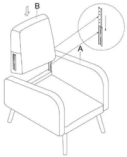 HULALA CHWH0428 OLIVE S2 Aeetes Modern Upholstered Armchair - ASSEMBLY 2