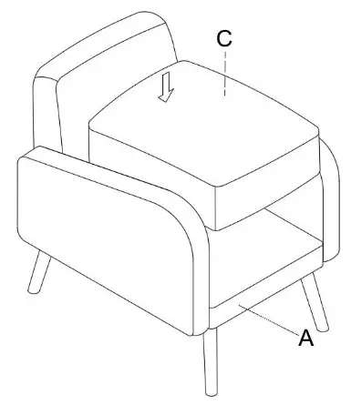 HULALA CHWH0428 OLIVE S2 Aeetes Modern Upholstered Armchair - ASSEMBLY 5