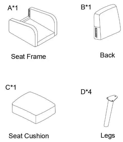 HULALA CHWH0428 OLIVE S2 Aeetes Modern Upholstered Armchair - PARTS
