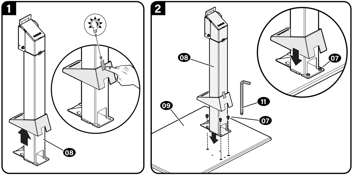 SANUS BSTV2 Swivel TV Base - Attach Post to Base