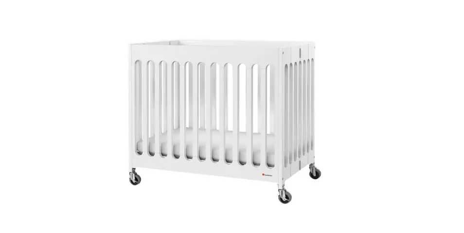 Foundations 2131127 24 Inch X 38 Inch Matte White Compact Slatted Wood Folding Crib Instruction Manual