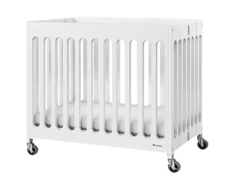 Foundations-2131127-24-Inch-x-38-Inch-Matte-White-Compact-Slatted-Wood-Folding-Crib-Product-image