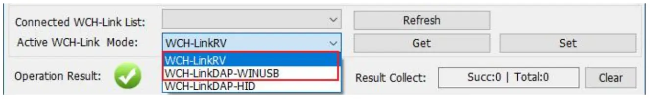 Use WCH-LinkUtility tool to switch Link mode.