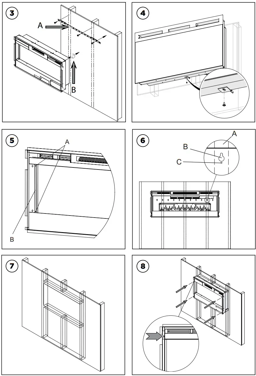 Dimplex BLF3451 AU Prism 12kW Wall Mounted Electric Fire  - Product Dimensions 5