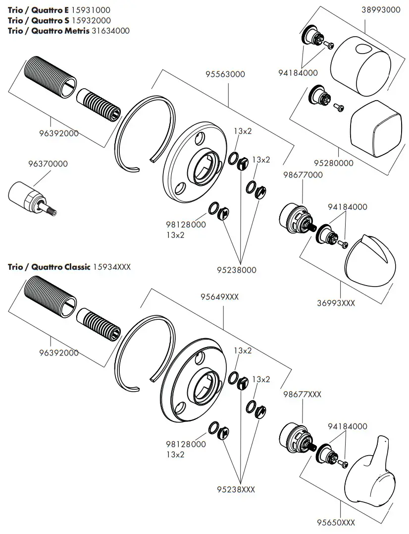 hansgrohe 15934XXX Trio Quattro Classic Shut-off and Diverter Valves Ecostat - fig 3