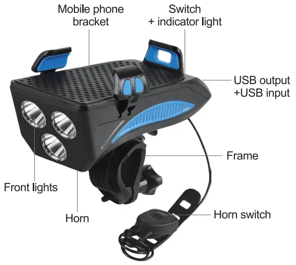 ROCKBROS P1-1BR Bicycle Lamp Powerbank and Smartphone Holder - fig 1