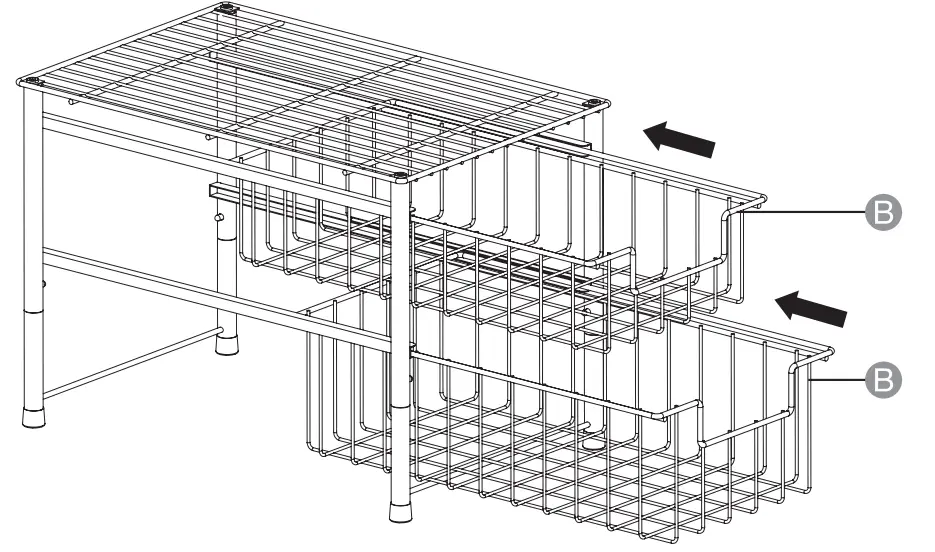 amazon basics B07HMT3M2H 2-Tier Sliding Basket Organizer Silver - parts 2