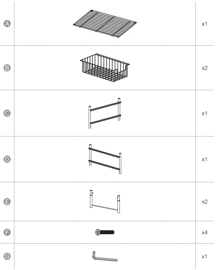 amazon basics B07HMT3M2H 2-Tier Sliding Basket Organizer Silver - parts