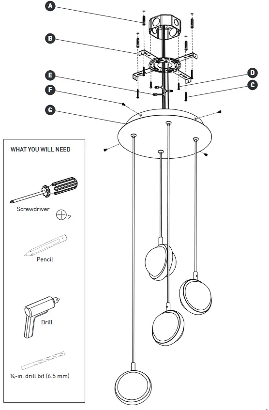 artika PDT4-AVC-HD2BL 4-Light LED Pendant - fig 1
