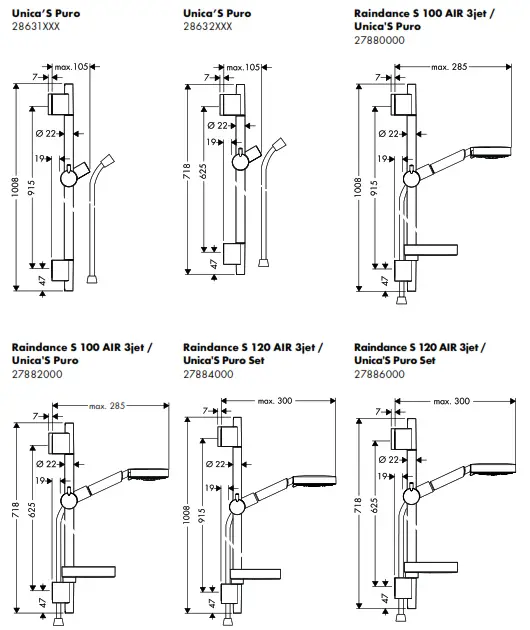 hansgrohe CROMA 100 Multi, Ecostat S Shower Combination - Figure1