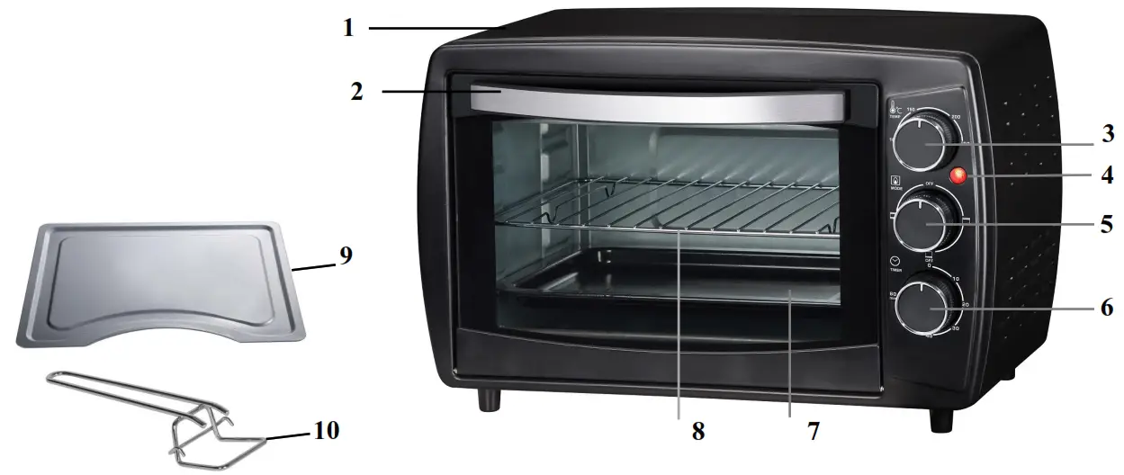 marta MT-EO4295B Electric Oven - Parts list