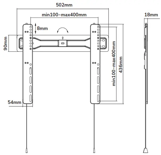 Neomounts LED W400BLACK TV Wall Mount - Dimension