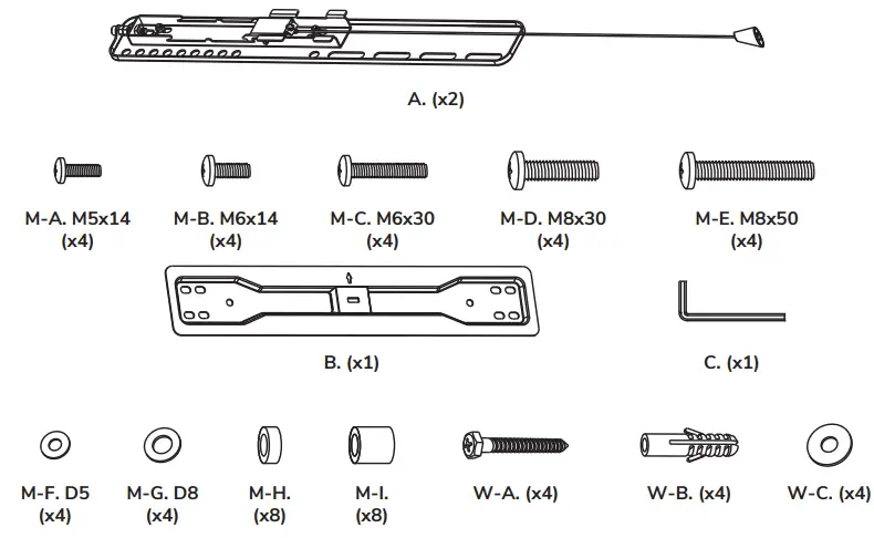 Neomounts LED W400BLACK TV Wall Mount - Parts