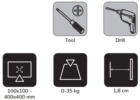 Neomounts LED W400BLACK TV Wall Mount - Tools