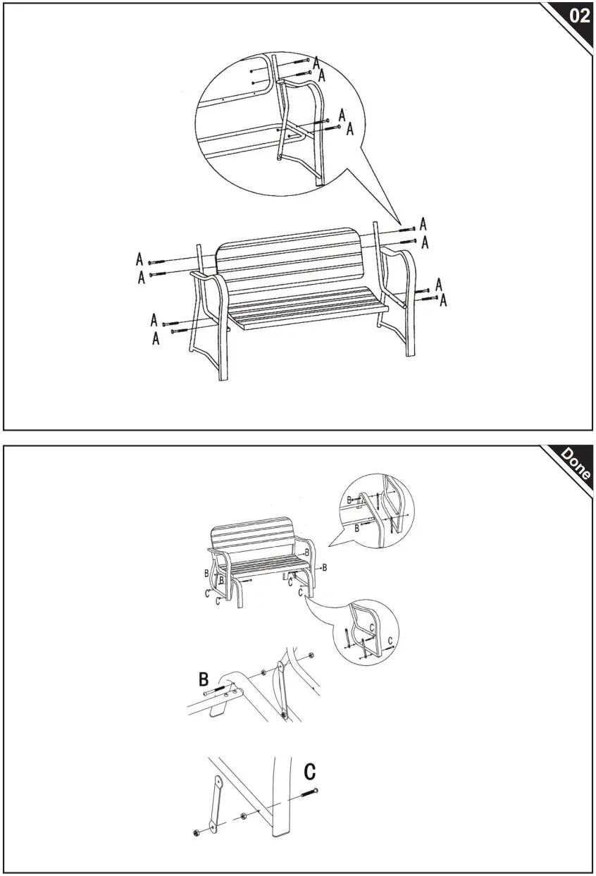 Outsunny 840 051 2 Seater Garden Swing Bench - Parts 1