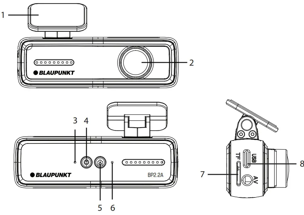 BLAUPUNKT BP 2.2A Digital Video Recorder Dashcam - STRUCTURE