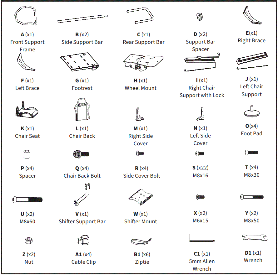 V I V O-STAND-RACE1B-Red,-Black-Racing-Simulator-Cockpit-fig-2
