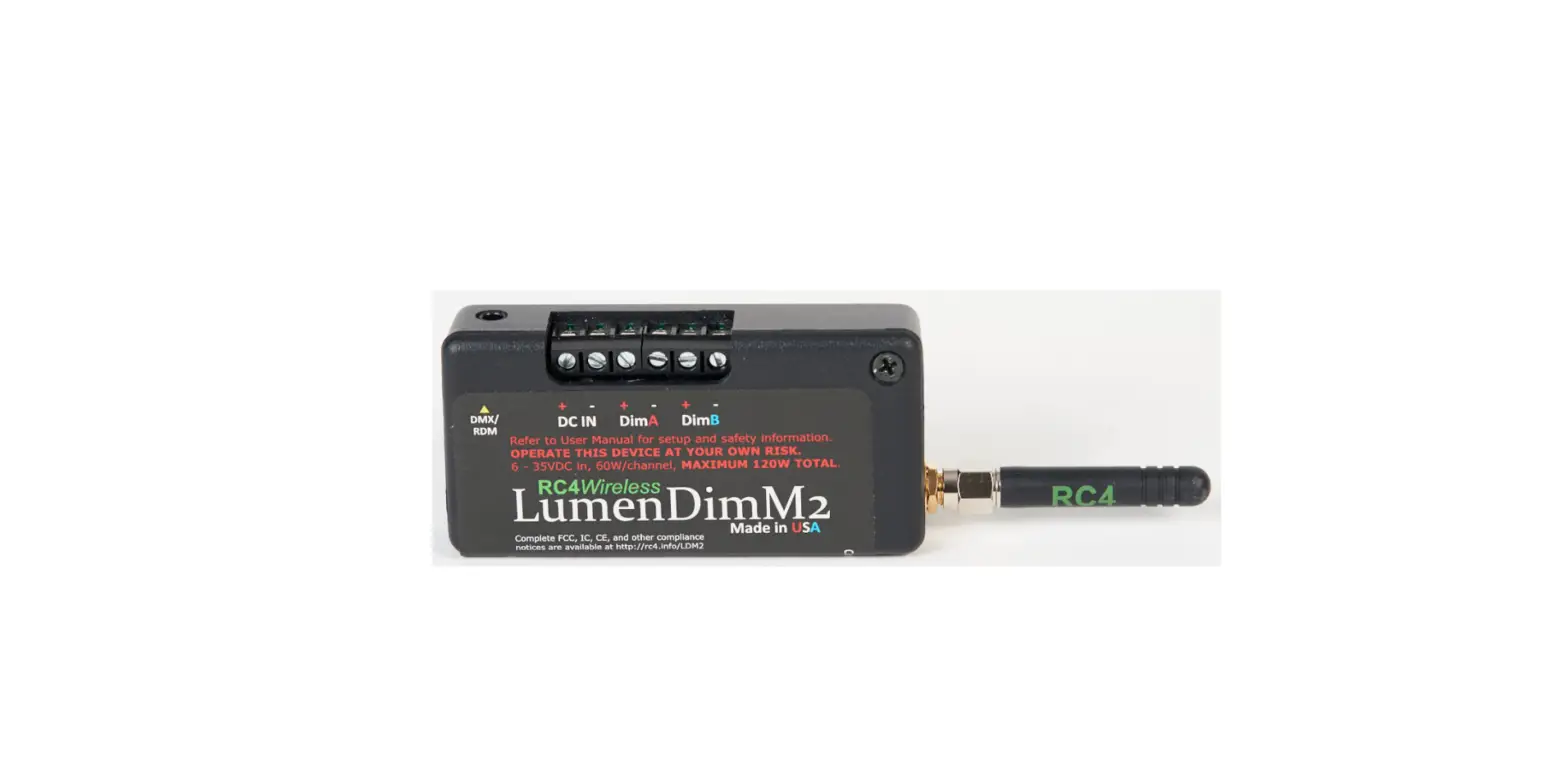 Rc4 Wireless Dmx2micro Miniature Two Channel Wireless Dimmer User Guide