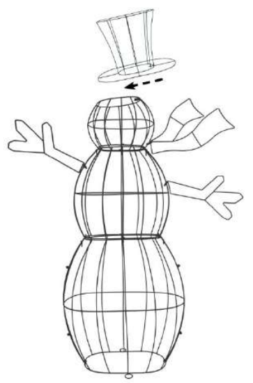 Winter Wonder Lit SNOWMAN 72 Inch LED Snowman Holding String Light - corresponding rings on the Head