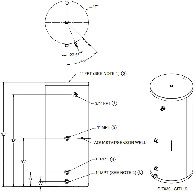 Lochinvar SIT030 Squire 113 Gallon Residential Indirect Water Heater - Water Heater