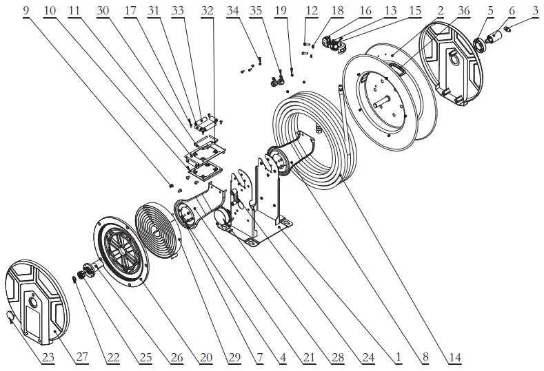 macnaught M3D SSAW 5050 Slow Retraction Series Double Guide Arm Spring Driven Safety Hose Reel - fig5