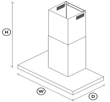 FISHER PAYKEL HC90DCXB4 90cm Wall Rangehood - DIMENSIONS