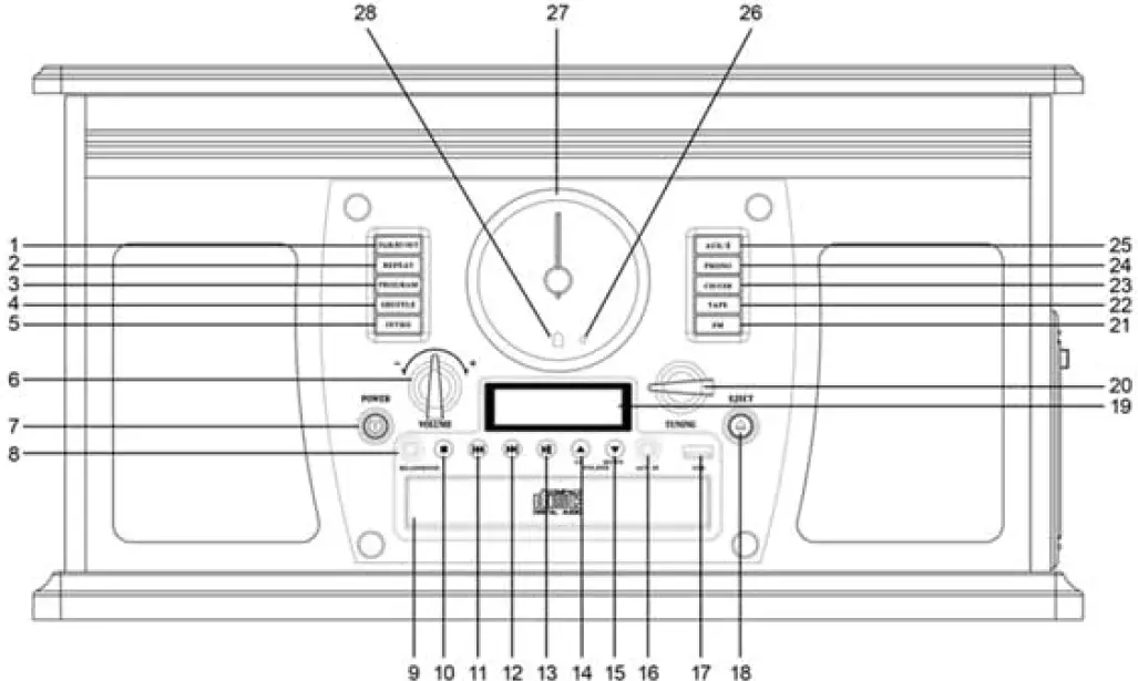 VICTROLA VTA-600B Wooden 8 In 1 Nostalgic Record Player 01