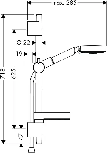 hansgrohe RAINDANCE Shower Set - Dimensions 10
