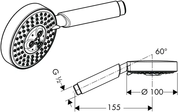 hansgrohe RAINDANCE Shower Set - Dimensions 12