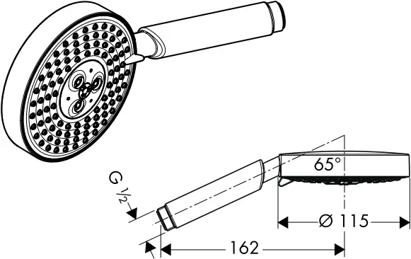 hansgrohe RAINDANCE Shower Set - Dimensions 14