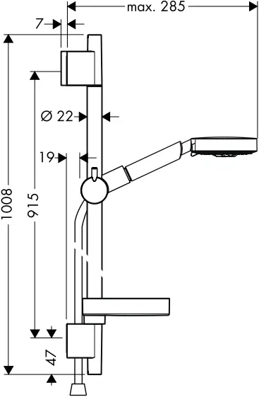 hansgrohe RAINDANCE Shower Set - Dimensions 3
