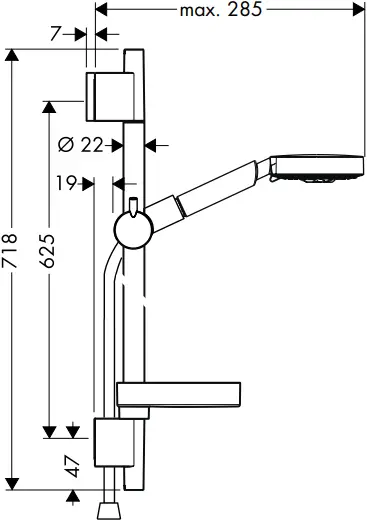 hansgrohe RAINDANCE Shower Set - Dimensions 4